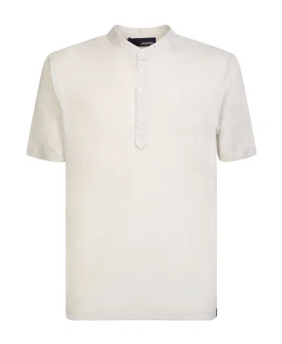Lardini Logo-tag Linen Polo Shirt In White