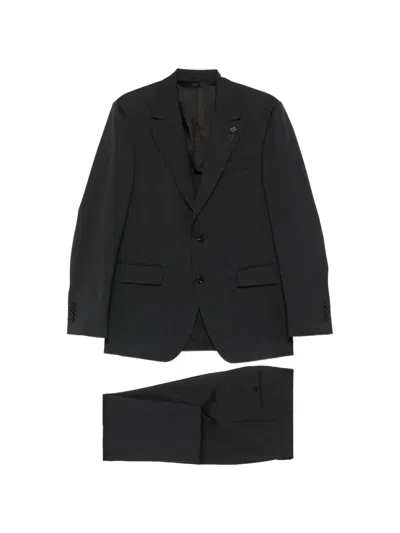 Lardini Logo-detail Single-breasted Suit In Black