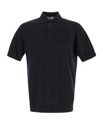 Lardini Logo-embroidered Cotton Polo Shirt In Black