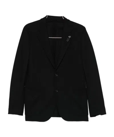 Lardini Logo-pin Blazer In Black