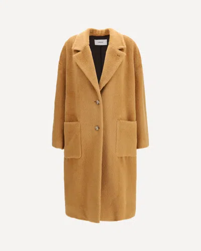 Lardini Long Alpaca And Wool-blend Coat In Brown