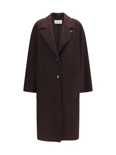 Lardini Long Cashmere Coat In Brown