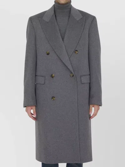 Lardini Long Oversized Coat Peaked Lapels In Gray