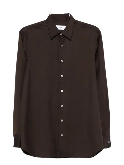 Lardini Long-sleeve Button-down Shirt In Brown