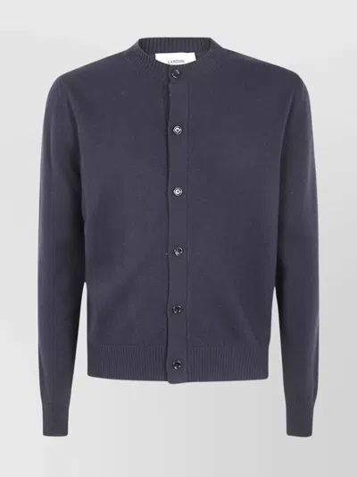 Lardini Long Sleeve Crew Neck Knit Sweater In Blue