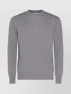 Lardini Long Sleeve Crew Neck Sweater With Ribbed Hem In Gray