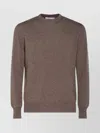 Lardini Long Sleeve Crewneck Sweater With Ribbed Cuffs And Hem In Multi