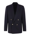 Lardini Navy Blue Double-breasted Wool Jacket In Black
