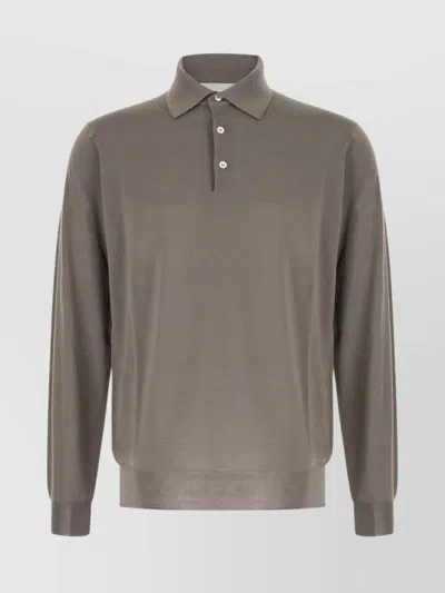 LARDINI LONG SLEEVE KNIT POLO SHIRT FOR MEN