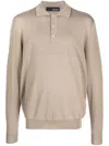Lardini Long-sleeve Knitted Polo Shirt In Neutrals