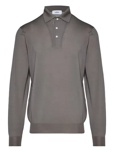Lardini Long-sleeve Polo Shirt In Gray