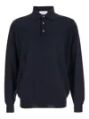 Lardini Blue Polo Shirt With Classic Collar And Dropped Shoulders In Wool Man In Blue