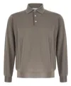 Lardini Long-sleeve Polo Shirt With Classic Collar In Gray