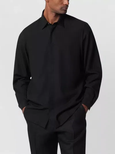Lardini Long Sleeve Shirt Cuffed Sleeves Design In Black