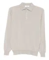 Lardini Long-sleeve Virgin Wool Polo Shirt In Neutral