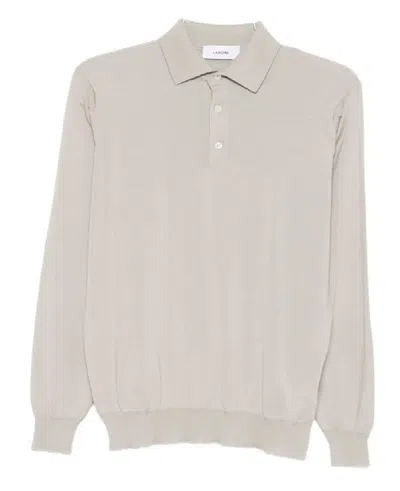 LARDINI LONG-SLEEVE VIRGIN WOOL POLO SHIRT