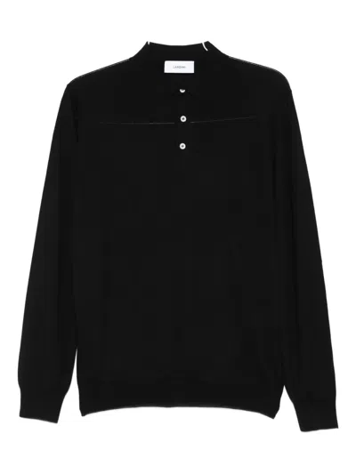 LARDINI LONG-SLEEVE WOOL POLO SHIRT