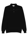 Lardini Long-sleeve Wool Polo Shirt In Black