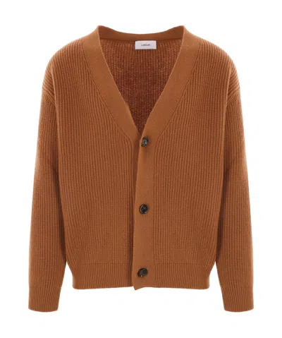 Lardini Long-sleeved Cardigan In Brown