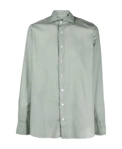 Lardini Long-sleeved Cotton Shirt In Gray