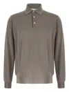 Lardini Long-sleeve Polo Shirt With Classic Collar In Gray
