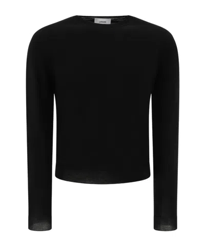 Lardini Long-sleeved Knit Sweater In Black
