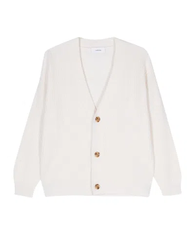 LARDINI RIBBED-KNIT CARDIGAN