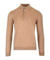Lardini Green Wool Long-sleeved Polo Shirt In Neutral