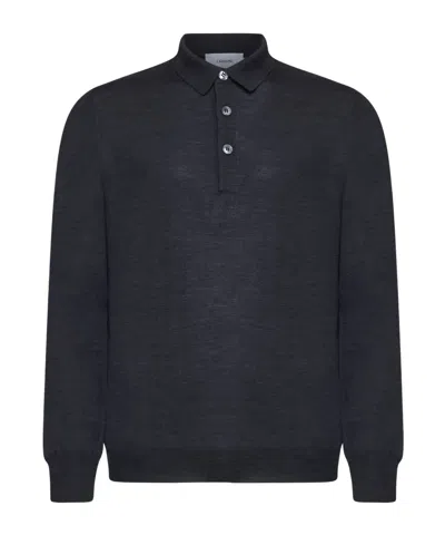 Lardini Long-sleeved Polo Shirt In Black