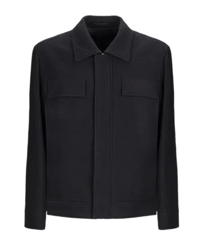 Lardini Long-sleeved Shirt-style Jacket In Black