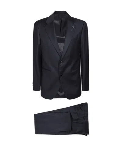 Lardini Two-button Wool Suit In Blue