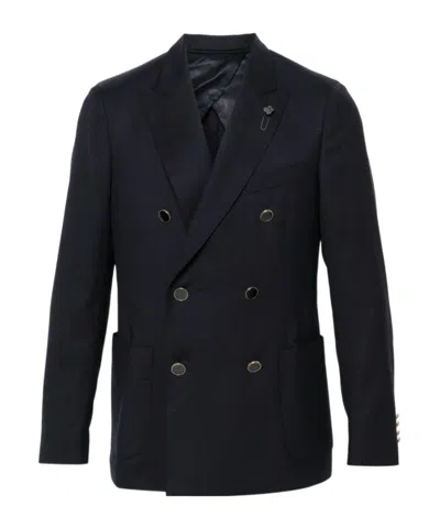 Lardini Long-sleeved Suit Coat In Black