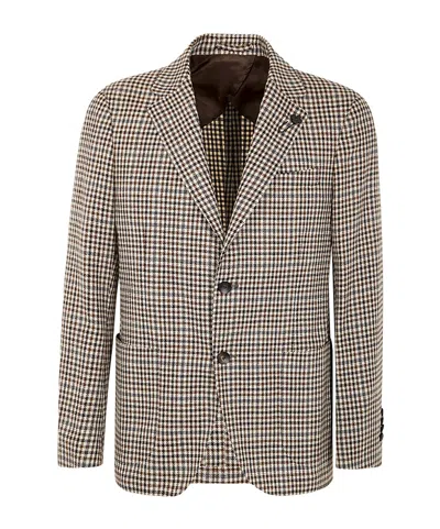 LARDINI LARDINI SINGLE-BREASTED CHECKED TAILORED BLAZER