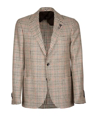 Lardini Long-sleeved Suit Coat In Nude