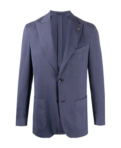 Lardini Long Sleeved Suit Jacket In Blue