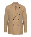Lardini Double-breasted Beige Jacket In Brown