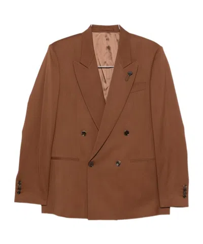 Lardini Long-sleeved Suit Jacket In Brown