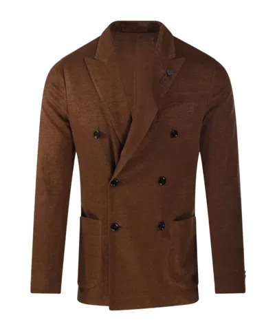 Lardini Long-sleeved Suit Jacket In Brown