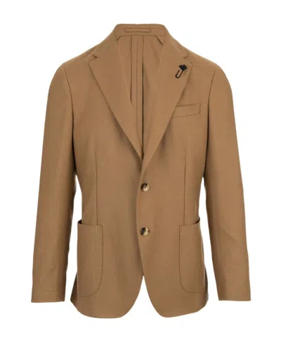 Lardini Long Sleeved Suit Jacket In Brown