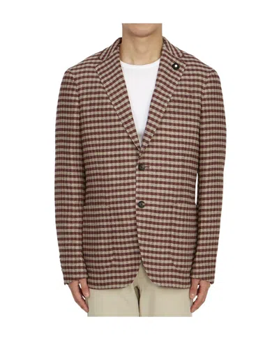 Lardini Long Sleeved Suit Jacket In Brown