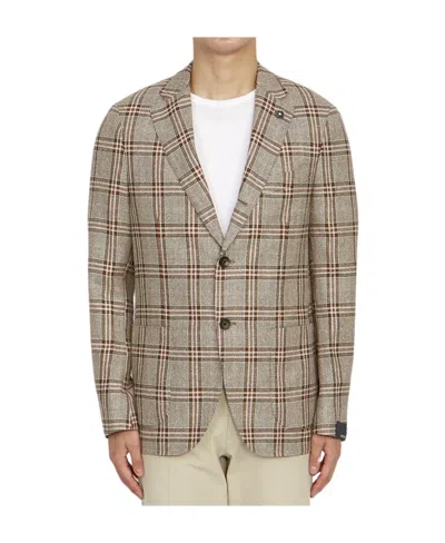 Lardini Long Sleeved Suit Jacket In Nude