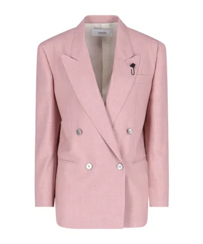 Lardini Long-sleeved Suit Jacket In Pink
