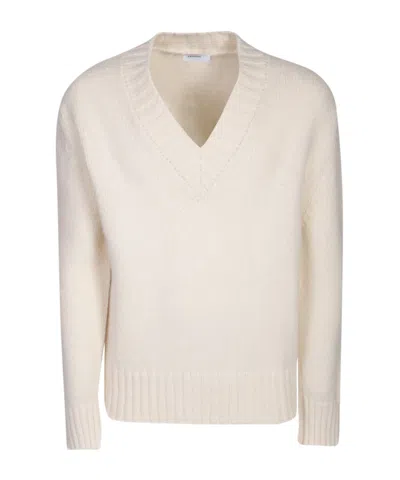 Lardini Long-sleeved V-neck Jumper In White