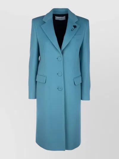 Lardini Longline Coat Notch Lapel Back Vent In Blue