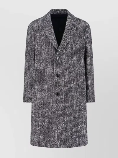Lardini Longline Textured Fabric Notched Lapel Jacket In Gold