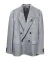 Lardini Double-breasted Peak-lapel Blazer In Gray