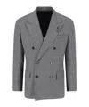 Lardini Grey Pied De Poule Double Breasted Blazer In Multi
