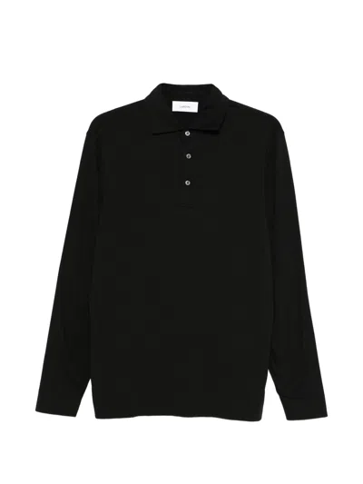 Lardini Long-sleeve Cotton-silk Polo Shirt With Front Button Closure In Animal Print