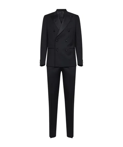 Lardini Long-sleeved Blazer And Trousers Set In Black