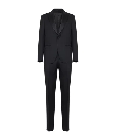 Lardini Long-sleeved Blazer And Trousers Set In Black